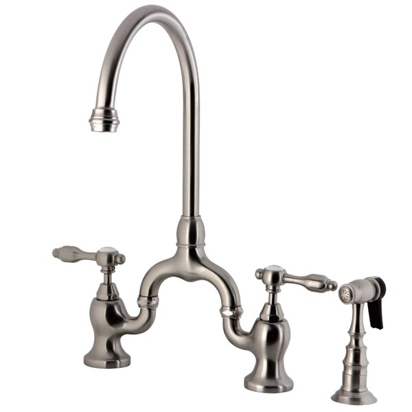 KS7798TALBS Bridge Kitchen Faucet W/ Brass Sprayer, Brushed Nickel